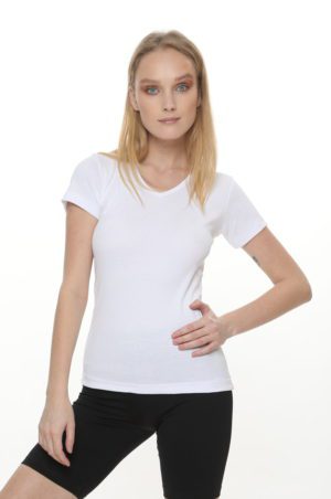 חולצת ריב נשים שרוול קצר לבן
