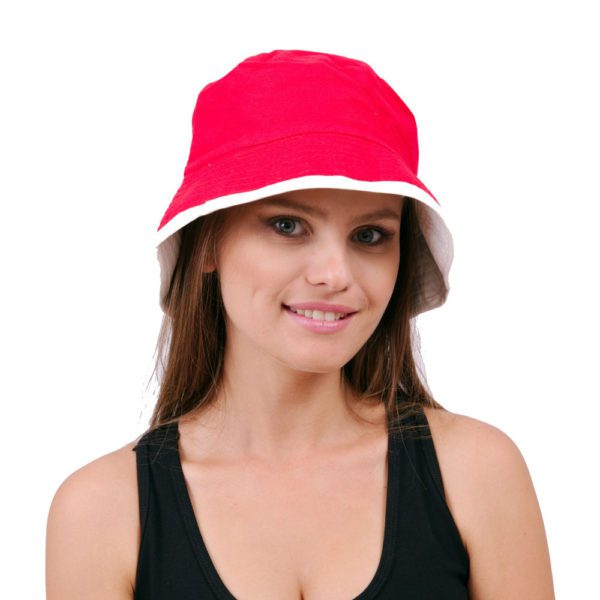 כובע פטריה דו שכבתי אדום לבן