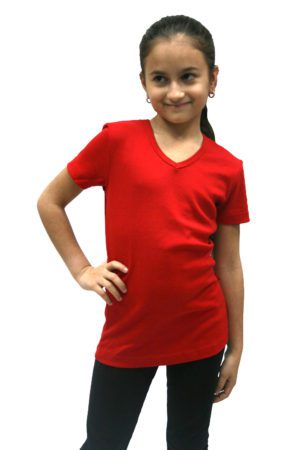 חולצת ריב לילדות שרוול קצר אדומה
