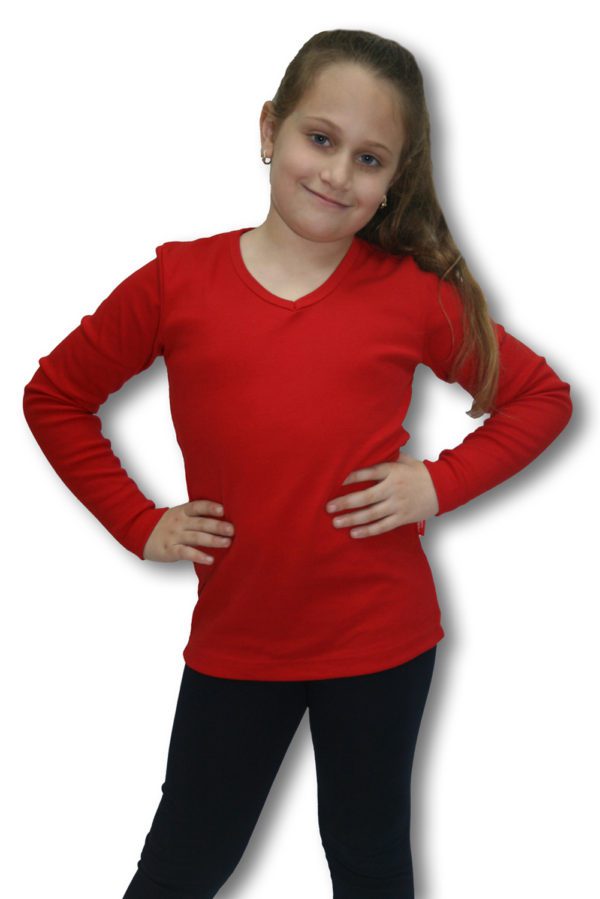 חולצת ריב לילדות שרוול ארוך אדומה