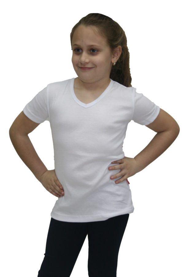חולצת ריב לילדות שרוול קצר לבנה
